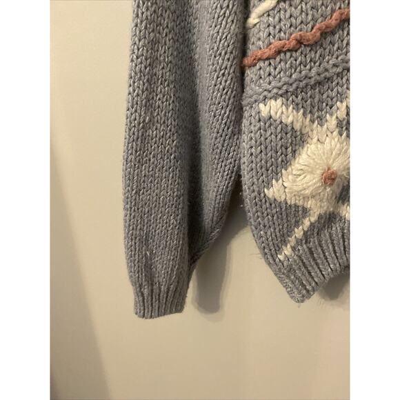Vintage Hunters Run Blue Knitted By Hand Sweater Womens Size Large - Picture 5 of 8